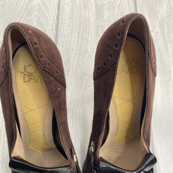 Joan & David Women's Kiltie Black & Brown Leather Suede Tassel High Heels Sz 7.5 - Picture 10 of 11